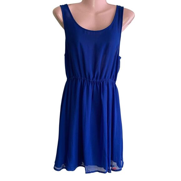 Divided by H&M Dress Womens US 8 Blue Sleeveless Elastic Waist Lined Skater - Picture 1 of 8